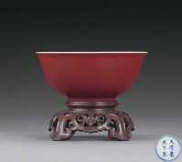 清康熙 霁红釉碗